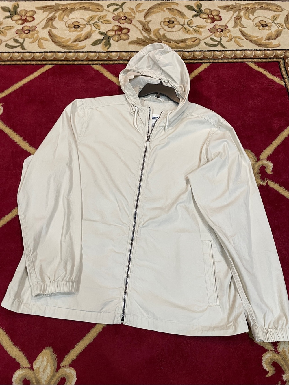 Old Navy Men’s Cream Hooded Windbreaker Jacket